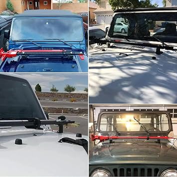 SKTYANTS High Lift Jack Mount Hood Brackets Lockable Mounting Compatible with Wrangler CJ 1944-1986/TJ 1997-2006/ YJ 1987-1995 Black 1 Pair