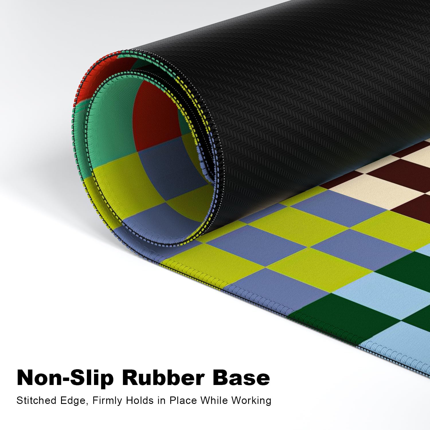 Desk Mat, Large Gaming Mouse Pad, 32" x 12", Cute Retro Checkered image 5