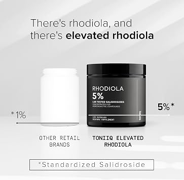 Toniiq Triple-Strength 600mg Rhodiola Rosea - 120 Capsules - 5% Salidroside Concentrated Extract - Highly Purified and Bioavailable