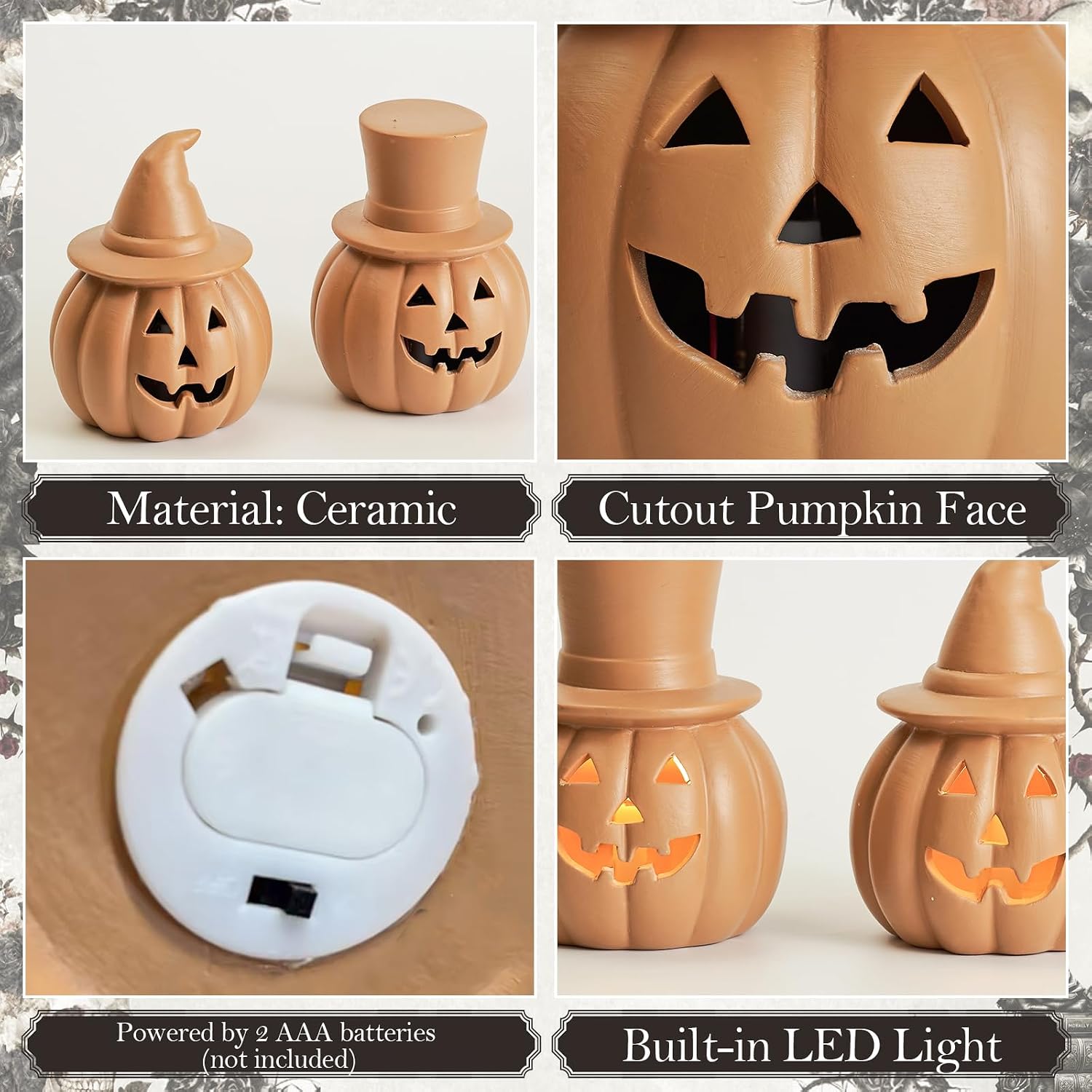 WDS WONDROUS Halloween Pumpkin Lights Decorations for Fall Home Table Decor