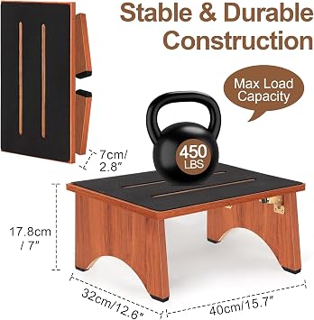 Foldable Step Stools for Adults with Non-Slip Rubber Stepping Surface, 450lbs Carrying Capacity, Suitable for Kitchen, Bathroom, Bedroom etc