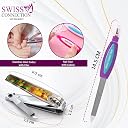 Swiss Connection Nail Clipper Set – Stainless Steel Fingernails & Nail File Sharp Nail Cutter, Curved Blade & Foldaway Nail File for Grooming, Easy to Use Nail Care Tools (Multicolor)(Pack of 4) gallery image