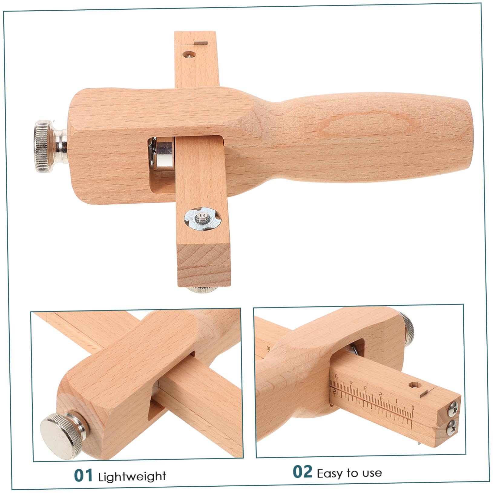 TEHAUX Taglierina per Pelle in Legno Beige Design Ergonomico Antiscivolo, Utensile da Taglio per Cinture e Lavori di Fai da Te Artigianale