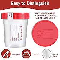 Vista 4 de 200 Pcs Urine Specimen Cups with Lids and Evident Seal Urine Sample Cups Collection Cup Disposable for Collection and Testing (Red Lids)