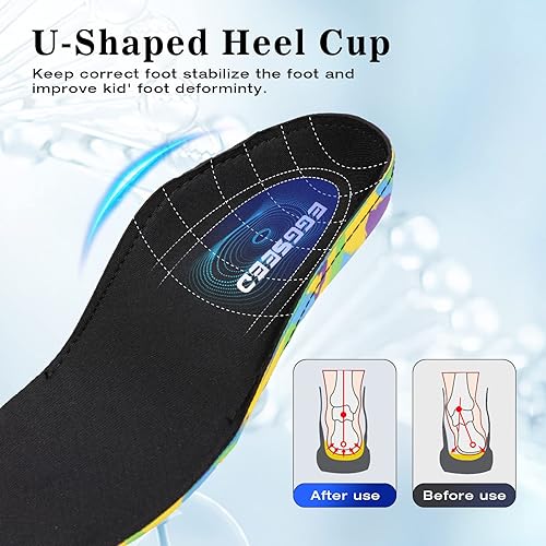 Miniatura 2 de Plantillas ortopédicas para zapatos con soporte de arco para niños, insertos de espuma EVA para pies planos, fascitis plantar, talla 6