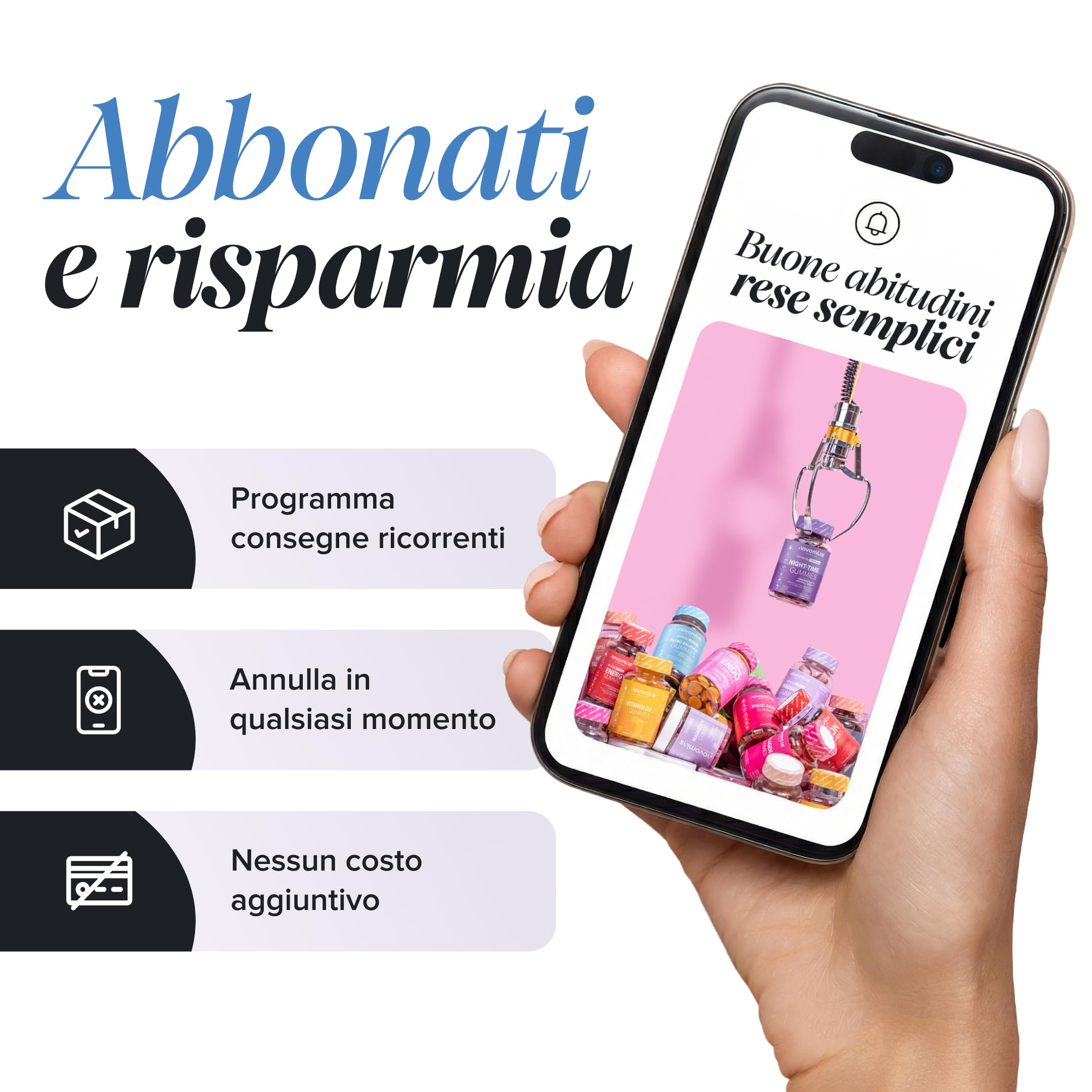 L-Teanina, 200 mg, 60 Gommose, Novomins | Sostiene la Funzione Psicologica, Aiuta a Ridurre la Stanchezza, con L-Teanina e Melissa, Vegano, Halal, Testato da Eurofins