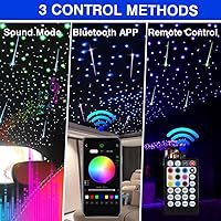 Vista 8 de Kit de luces de fibra óptica parpadeantes de doble cabezal de 16 W, Bluetooth RGBW LED Starlight Headliner Kit para techo de coche, hogar, estrella