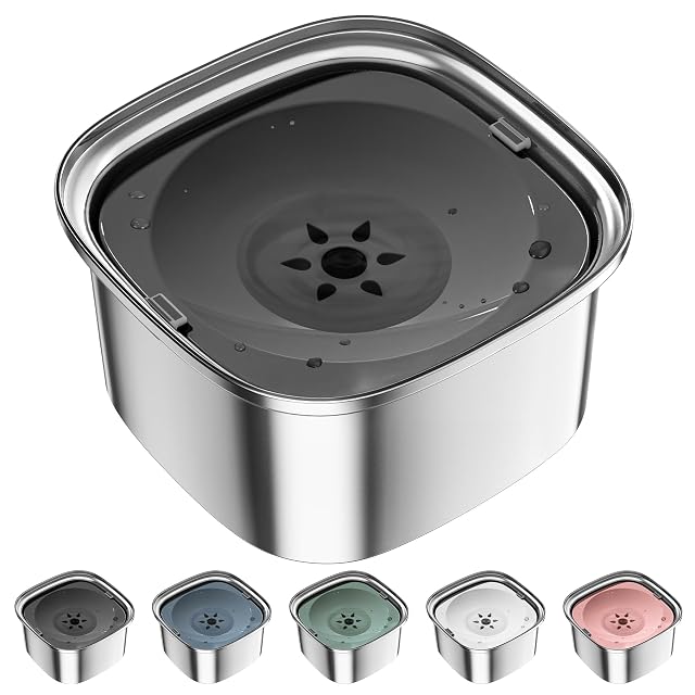UPSKY Cuenco de Agua para Perros de 3 L, de Acero Inoxidable, sin derrames, Gran Capacidad