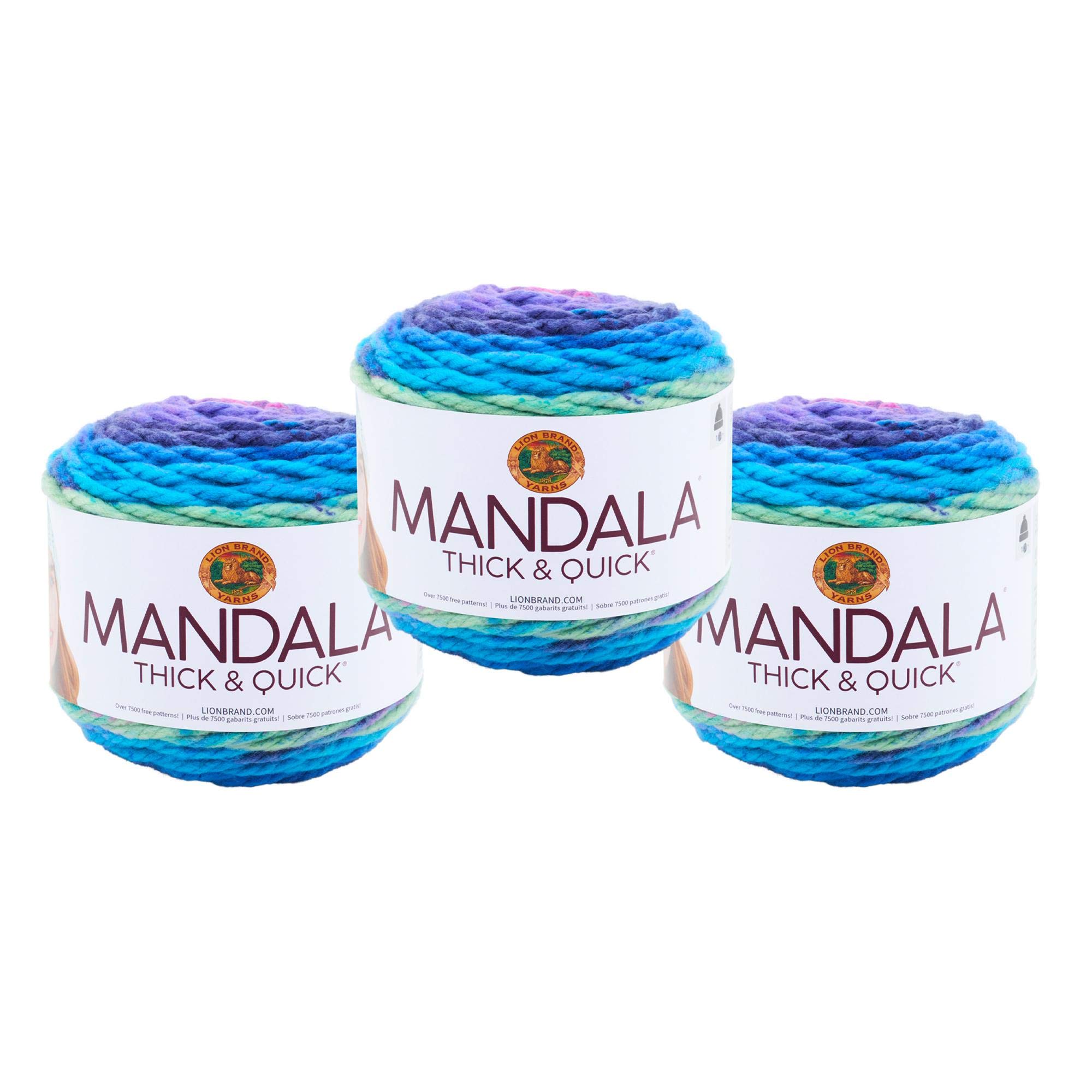 Laine épaisse Lion Brand Mandala Vortex lot de 3 pelotes de qualité supérieure
