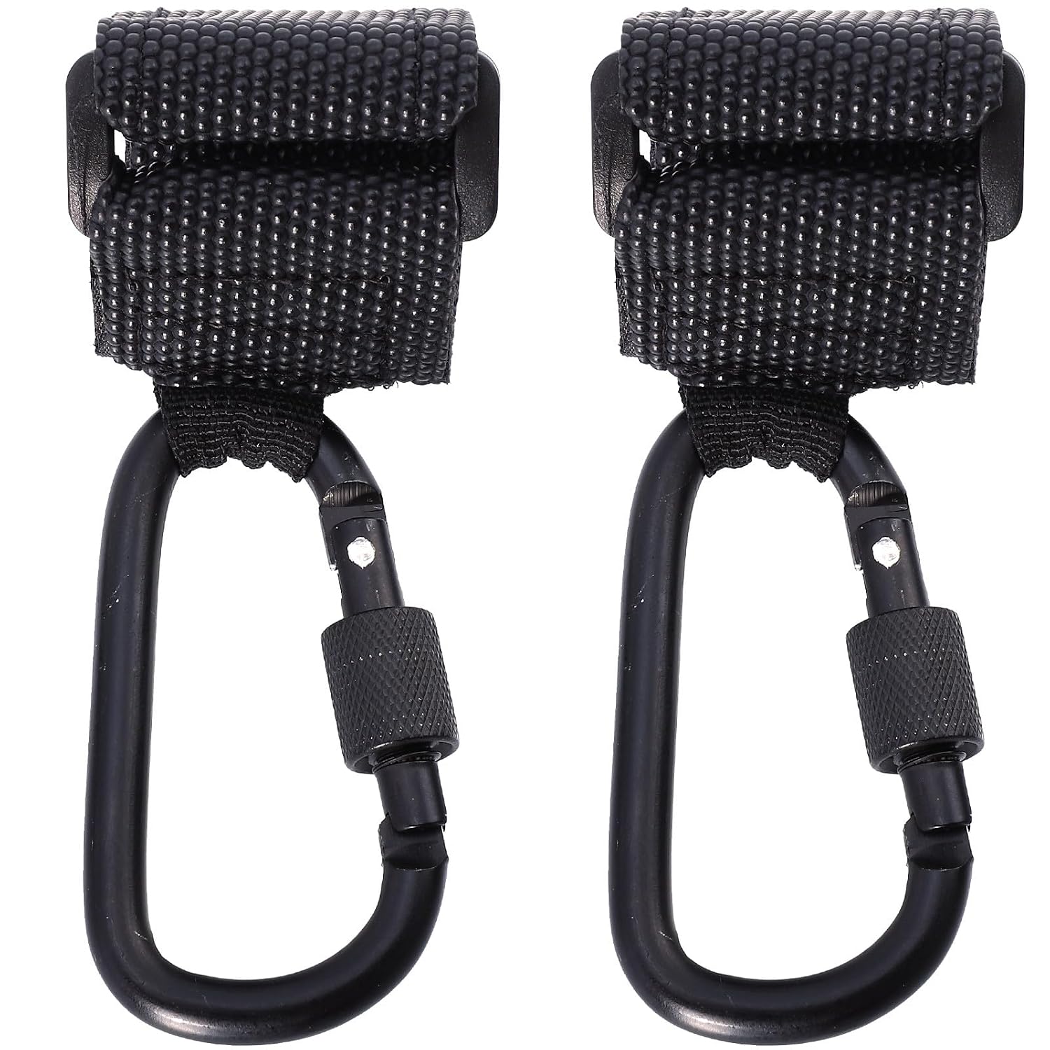 Garneck 2pcs Stroller Hooks with Lock Heavy Duty D-Shaped Hanging Bag Holder Non-Slip Pushchair Clips for Diaper Bags and Nursery Accessories