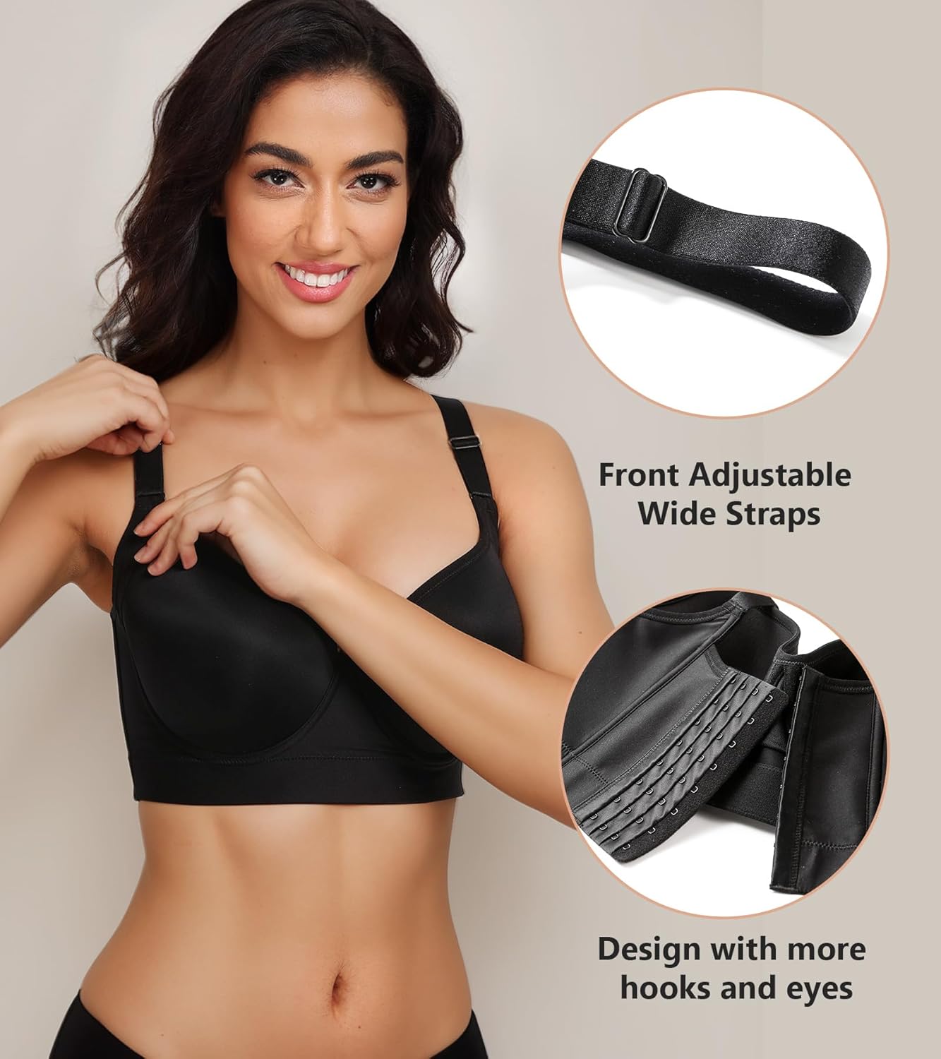 Lemorosy Push Up Bra Full Back Coverage Back Fat Smoothing Underwire Supportive T Shirt Bras for Women - Image 3