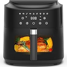 Friggitrice ad aria calda XXL 9L con finestra – 2350W Air Fryer con touch screen, 9 programmi automatici, interno in metallo e promemoria shake