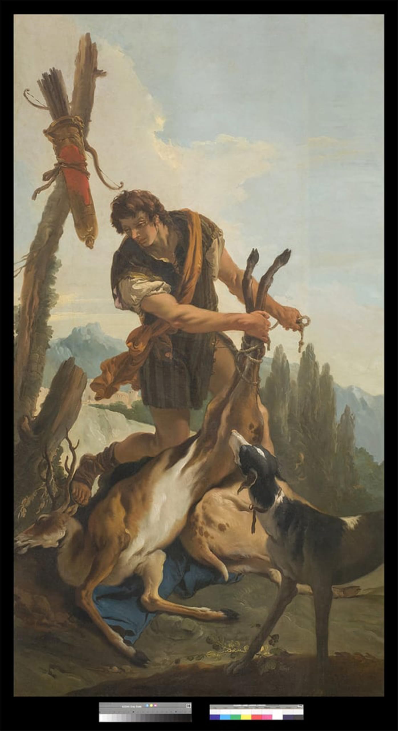 HRJUBWREE Retro Picture Art Painting Wall Poster Hunter with Deer by Battista Tiepolo Vintage Art Print for Office Decor 60x90cm
