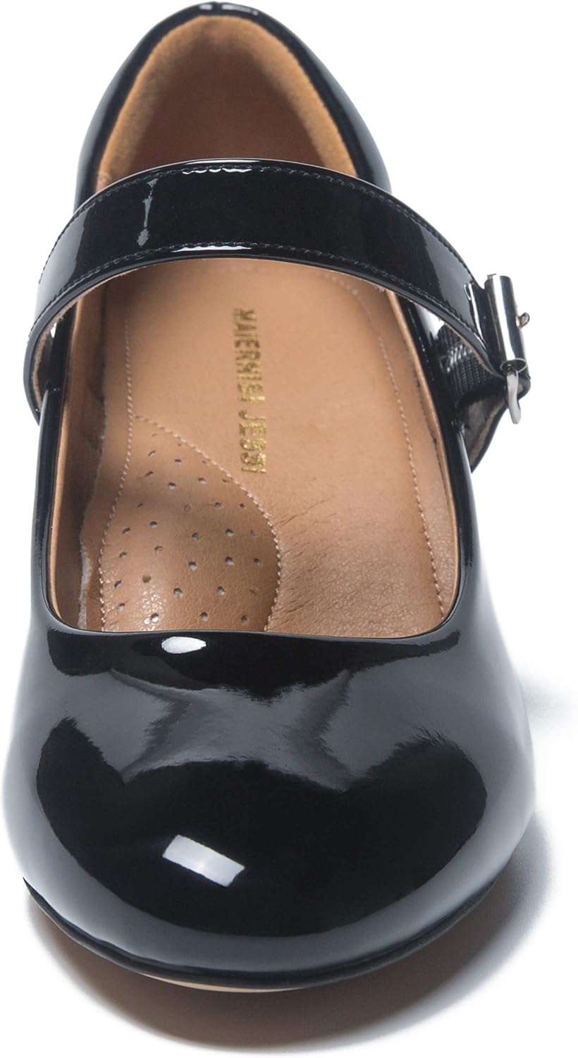 MAIERNISI JESSI Women's Mary Jane Pumps, 2.36 Inch Block Heel, Ankle Strap with Buckle, Closed Toe