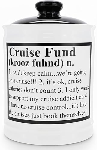 Cottage Creek Tarros | Alcancía Cruise Fund - Tarro de dinero de vacaciones esenciales de viaje | Regalos de cumpleaños divertidos para mujeres,