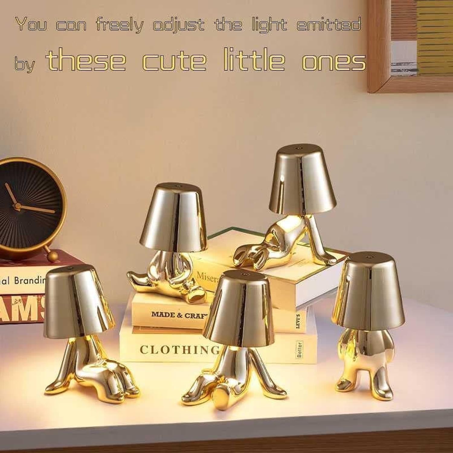 Lampka Nocna Sterowana Dotykiem, Kreatywna Lampa Biurkowa Led Golden Man Z Portem Usb, 3-poziomowa Jasność, Lampa Nocna Thinker Do Sypialni, Biura, Salonu, Domu I Biura