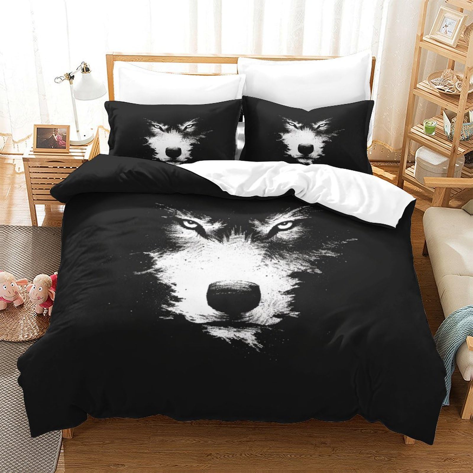 Housse de couette loup 3D pour transformer l'ambiance de la chambre adulte et enfant