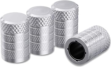CKAuto Tire Valve Stem Caps, Silver, 4 pcs/Pack, Anodized Aluminum Tire Valve Cap Set, Corrosion Resistant, Universal Stem Covers for Cars Trucks Motorcycles SUVs and Bikes
