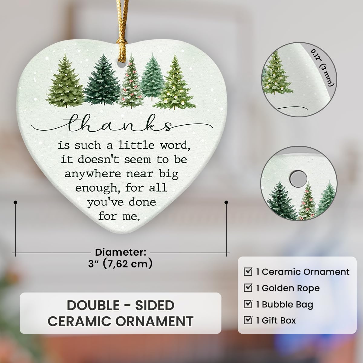Thank You Ornament 2025 – Appreciation Gift for Coworkers, Boss, Teachers, Nurses, Moms, Thank You Friends Gifts, Cute Friendship Ornaments, Retirement Gift for Men Women