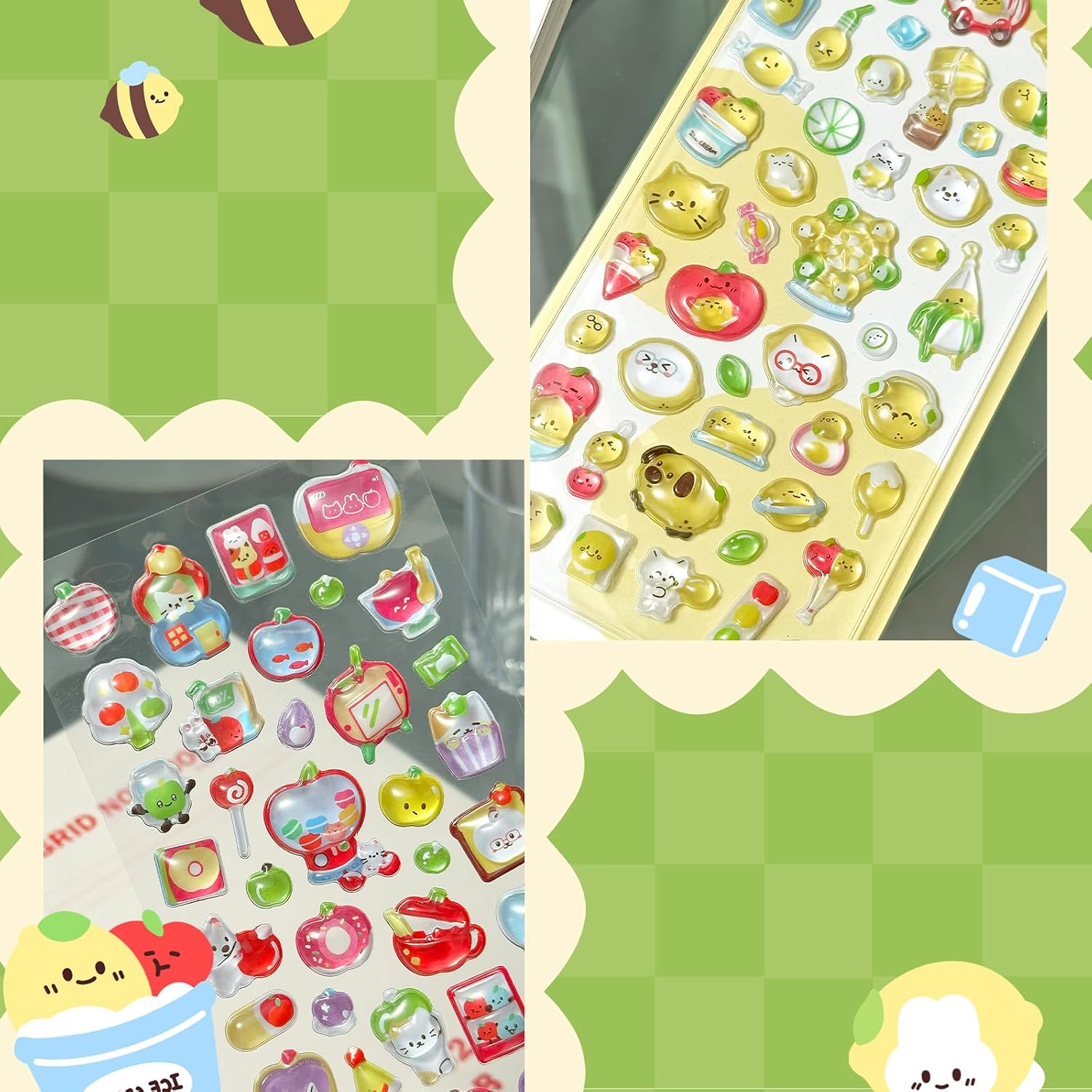 3D Cute Stickers Cartoon Lemon Apple Dog Puff Stickers Kawaii Mini Puffy 3D Reusable Puffy for Scrapbooks Planner Journals Laptops Phone Case Decoration image 2