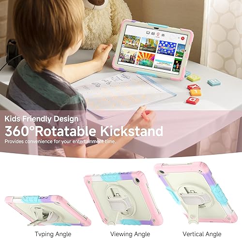 Miniatura 9 de SIBEITU Funda compatible con Samsung Galaxy Tab A8 de 10.5 pulgadas 2022 con protector de pantalla y soporte para lápices, correa de mano giratoria