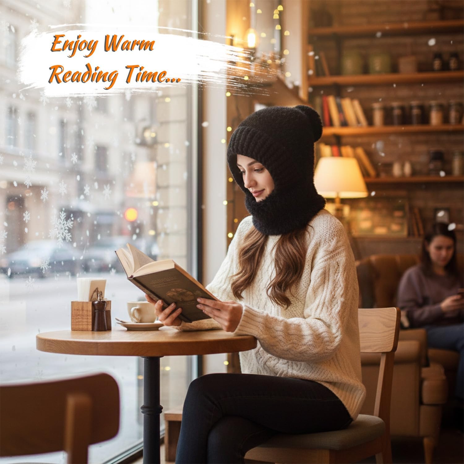 Women Balaclava One-Piece Skull Beanie Hat Neck Circle Scarf Ski Snow Winter Knit Fleece Cap Cold Weather - Image 2