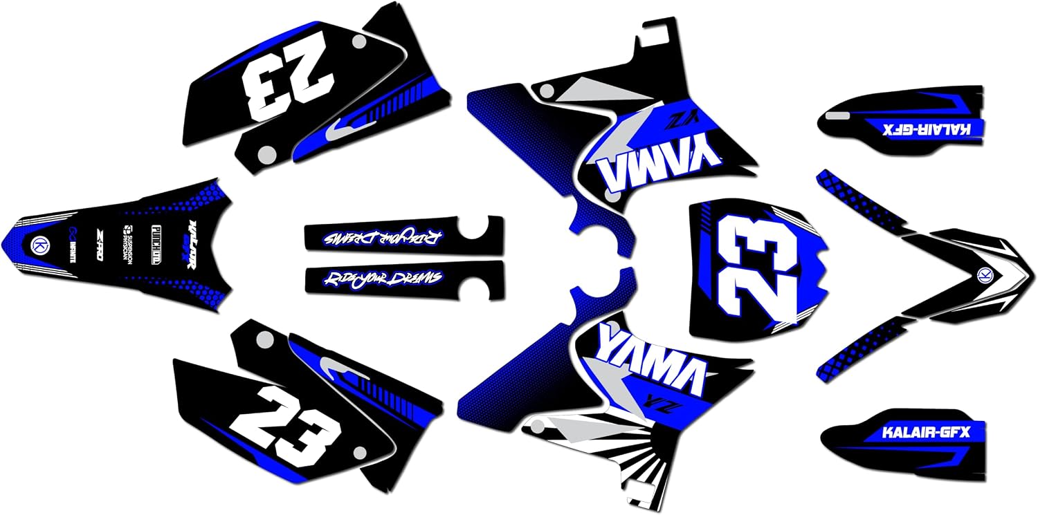 Graphics Kit for Yamaha YZ125 and YZ250 2002-2014 UFO Restyled Plastics FH Series Blue 16 Mil - On/Off the Road - Dirt pit bike sticker, dirtbike decal motocross no-plastics
