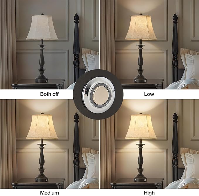 AIDENOEY AIDENOEY 28.5" Traditional Table Lamp Set of 2, Rustic Farmhouse Table Lamps for Living Room Bedroom, Bedside Desk Lamps Vintage Nightstand Lamps with Silk Fabric Shades, Oil Rubbed Bronze photo 6