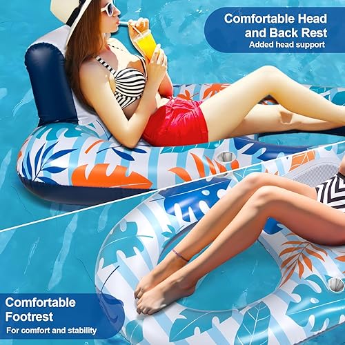 Miniatura 3 de OOOPSIUN Flotadores inflables de piscina para adultos, flotador de piscina de agua, balsa de salón para suministros de fiesta en la