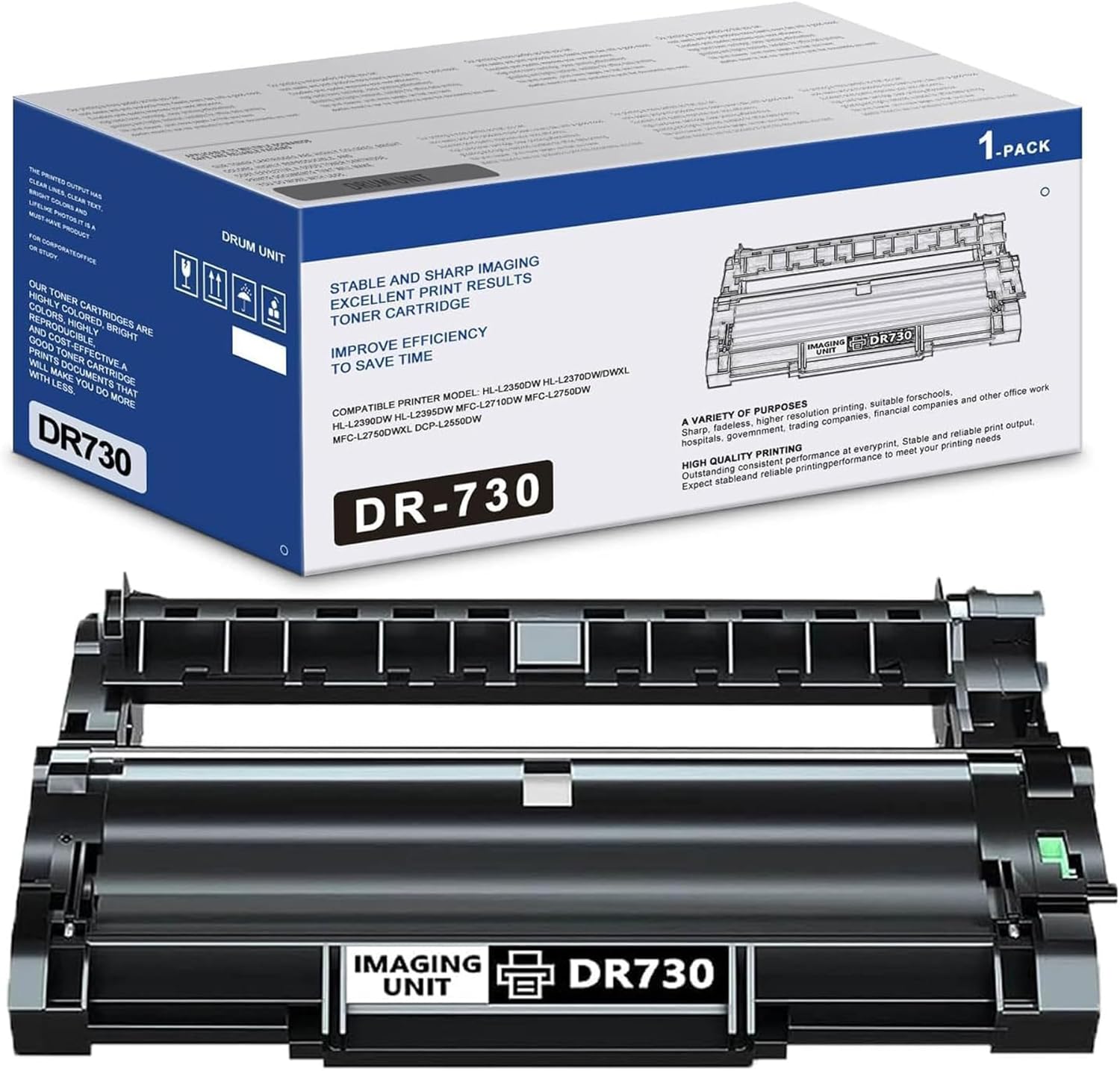 DR730 Drum Unit Replacement for Brother DR730 DR-730 DR 730 to Use with MFC-L2710DW MFC-L2750DW HL-L2395DW HL-L2370DW HL-L2350DW HL-L2390DW DCP-L2550DW Printer (1 Pack, NOT Toner)