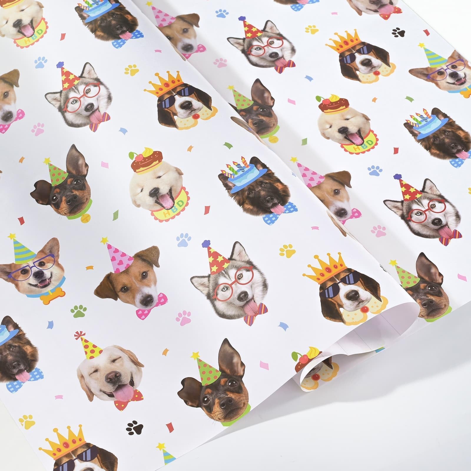 WERNNSAI Dog Birthday Wrapping Paper 6 Sheets Cute Dog Gift Wrap Paper — image 1