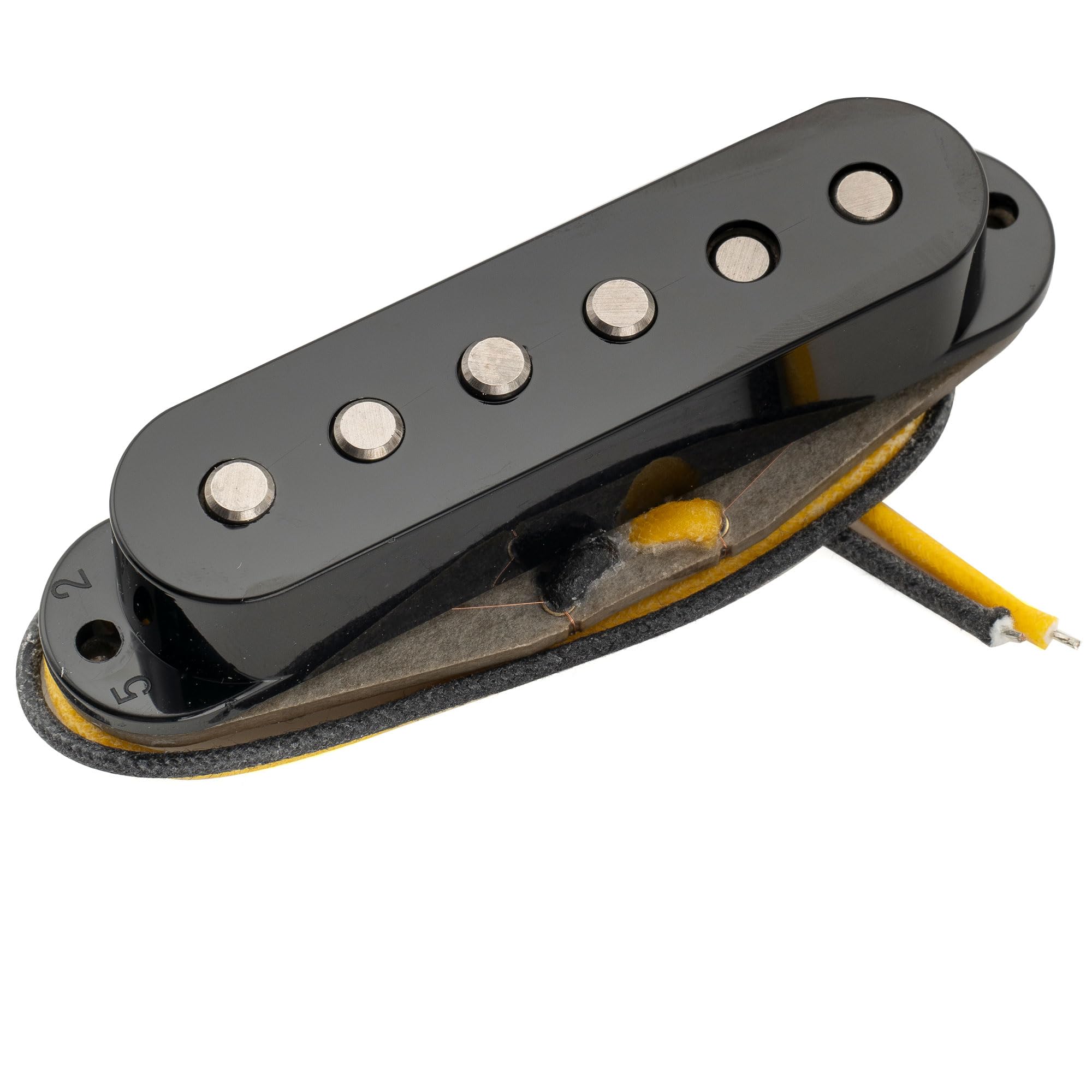 Musiclily Pro ST-FAT50S Staggered Alnico 5 Single Coil Middle Pickup for Strat Style Electric Guitar, Black