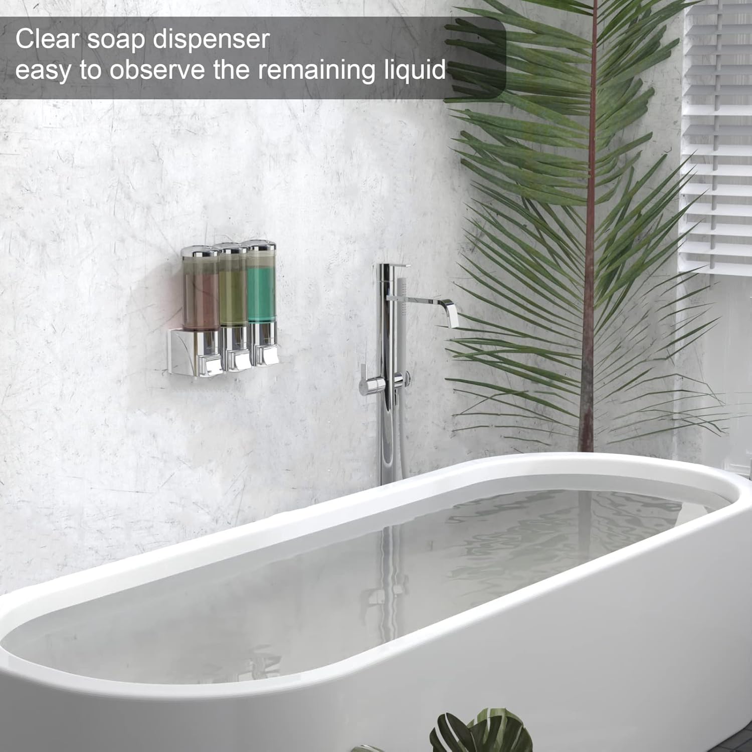 Shower Soap Dispenser Wall Mounted 3-Chamber, 300Ml Chamber Shower Dispenser, Suitable , Bathroom, Kitchen, Hotel, Restaurant : Home & Kitchen