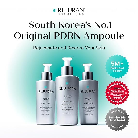 REJURAN Turnover Ampoule, c-PDRN Face Serum, 1.69 fl oz | Original Salmon DNA PDRN Serum for Skin Renewal, Hydrating, Firming, Glass Skin Glow, Skin Texture Care, Korean skincare