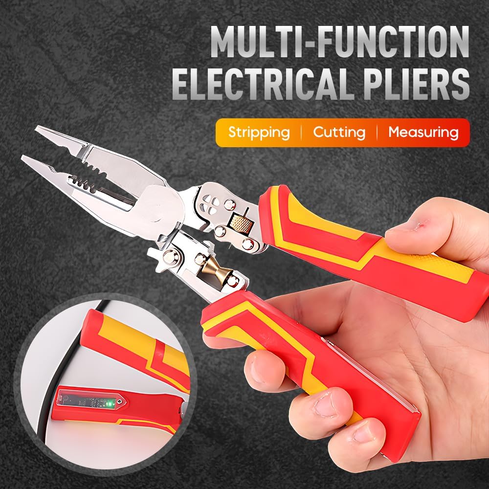 9 in 1 Hand Tool Multifunct Wire Stripper, 2026 Upgrade Multi-Purpose Professional Wire Stripping Tool, 8.3-inch Multipurpose Wire Stripper, Electrical Pliers Wire Stripping Pliers Tools (2PCS)