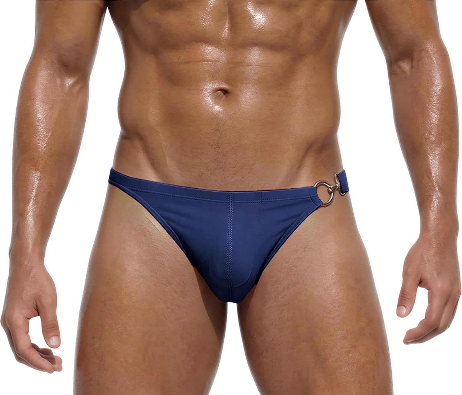 Panegy Men's Sexy Thong Swimwear Bikini Briefs Padded Swim Briefs Metal Hook & Ring Swimsuit