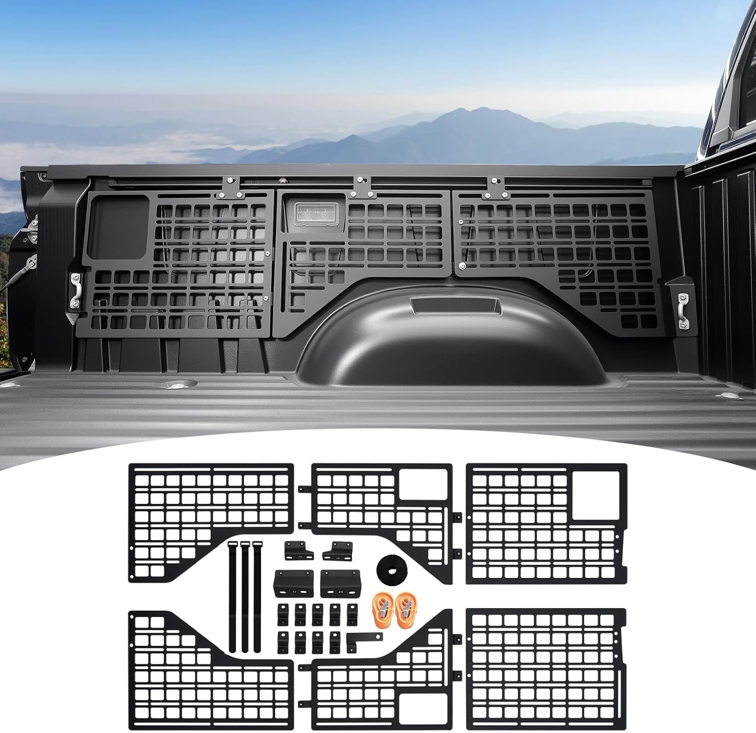 Side Truck Bed Molle Panel Rack System Compatible with 2022 2023 2024 2025 Toyota Tundra 5.5FT Accessories Cargo Storage Organizer Tools Rack Fit for 22-25 Toyota Tundra Accessories