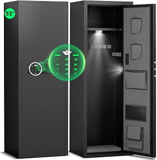 5-8 DIY assemble Gun Safe for Rifles Shotguns Pistols | Large Capacity Heavy Duty Steel Security Cabinet | Electronic Digital Lock with Quick Access | with Pistol Pouches, Adjustable Gun Stocks