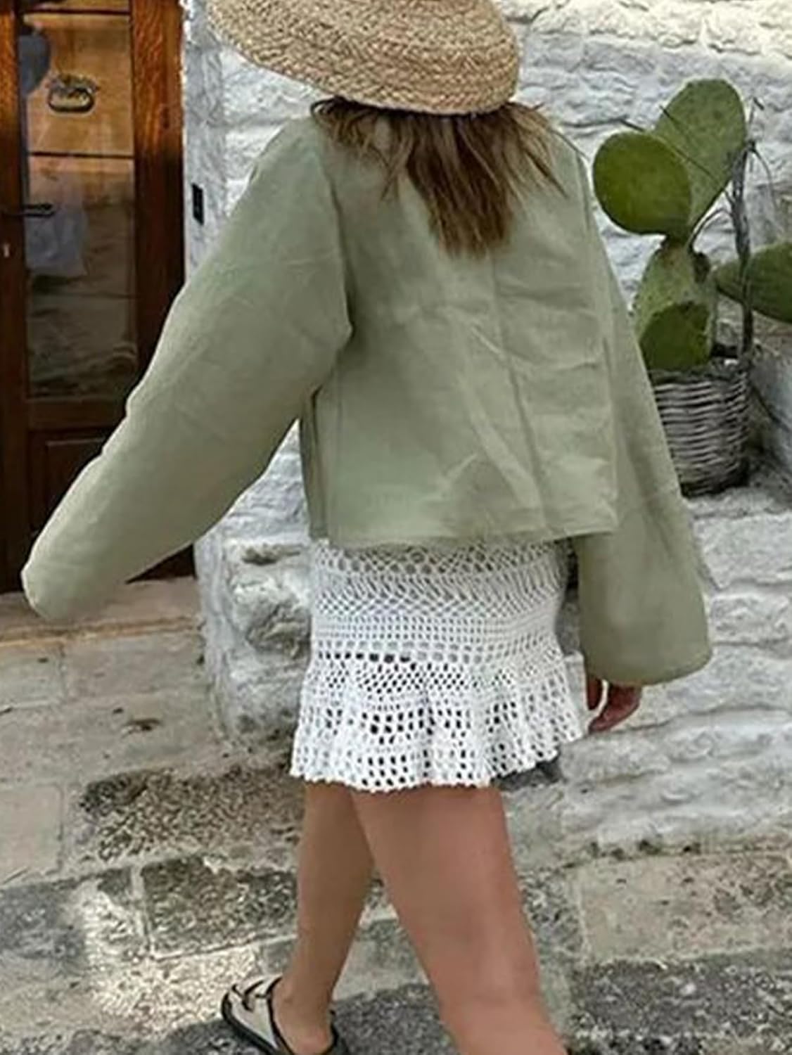 Chvity Tie Front Tops for Women Y2K Linen Shirts Flare Sleeve V Neck Going Out Coquette Clothes Casual Lace Up Bow Blouses - Image 5