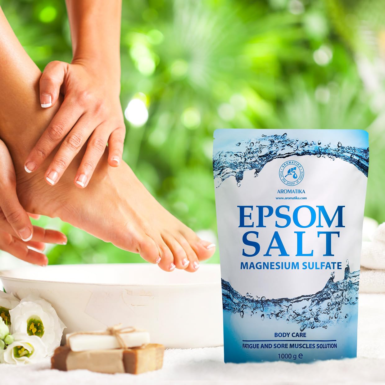 sel de Bain epsom Set 3x1000 g - Sel de Bain Epsom - Huile Essentielle de Eucalyptus & de Lavande - Relaxant - Détente