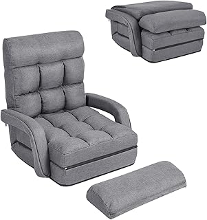 HOMASIS Poltrona de sala conversível com encosto ajustável de 5 posições, sofá-cama ergonómico dobrável com almofada e a...