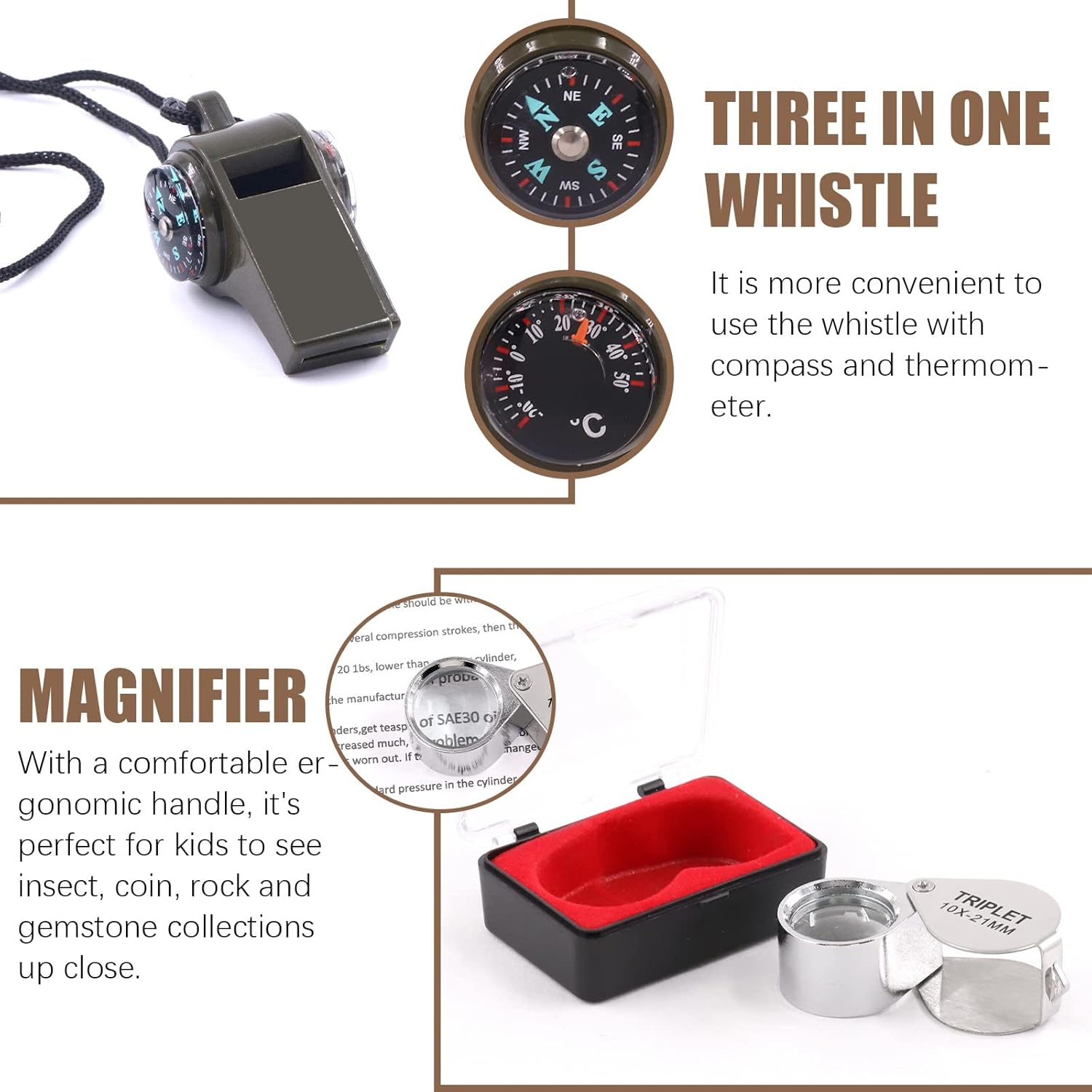 6Pcs Geology Rock Equipment Tool Set, Rock Hammer and Mason Chisel, A Pair of Glovers, Safety Glasses, Whistle and Jewelers loupe, Pick Tool for Rock Hounding, Mining and Prospecting