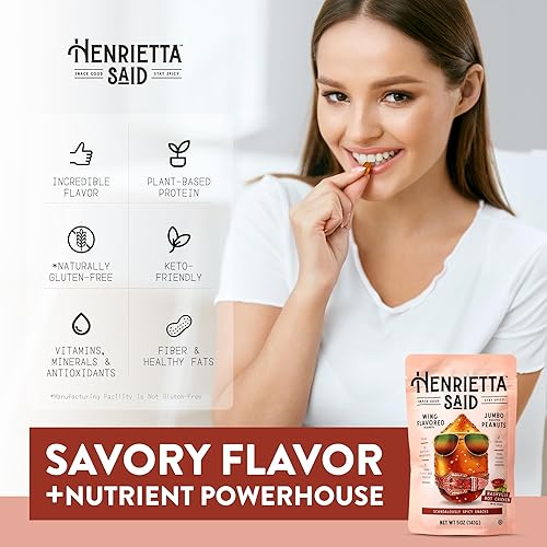 Miniatura 3 de Henrietta Said - Cacahuetes saborizados con alas  Truly Good Foods Snacking Nuts  Sabores atrevidos  Cacahuetes sabrosos y picantes Jumbo  Snack