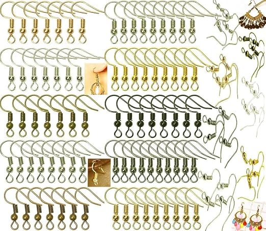 DIY Crafts Craft Materials Hypo-Allergenic Earring Hooks French Ear Wires with Ball and Coil, Regular Size Nickel Free Metal Fish Hook Earrings Making Supplies Findings (25 Pcs, Silver)