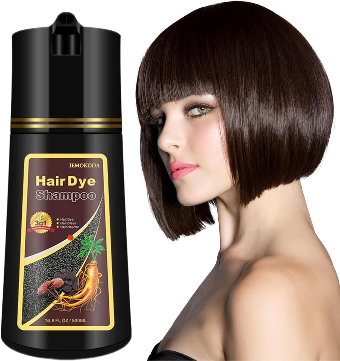 Fvquhvo Dark Brown Hair Color Shampoo for Gray Hair, 3 in 1 Long Lasting Instant Shampoo Hair Dye for Men & Women 16.9 Fl Oz