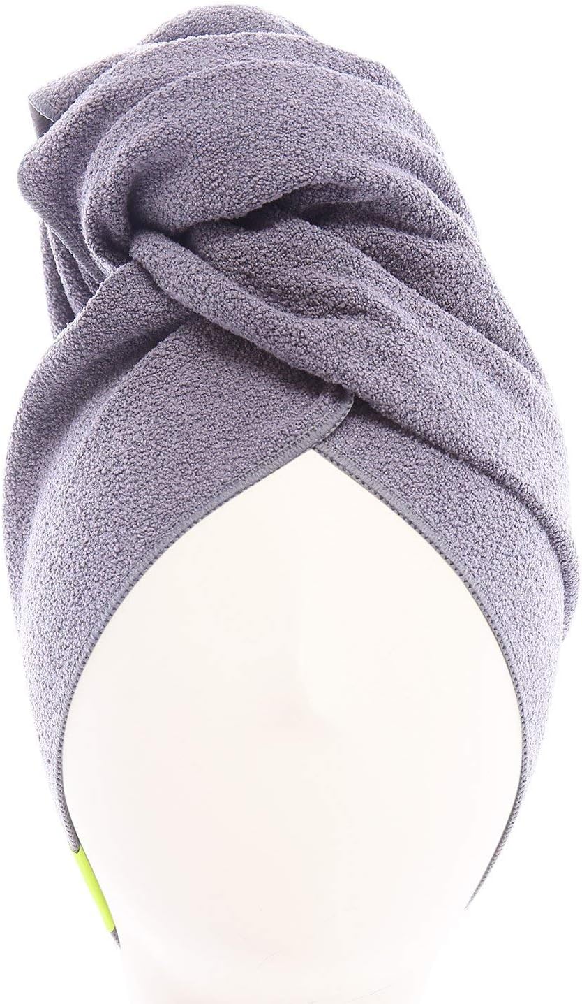 AQUIS - Original Long Hair Towel, Set of 2, Ultra Absorbent & Fast Drying Microfiber Towel for Longer Hair, Long (19 x 44 Inches), Dark Grey and White : Beauty & Personal Care