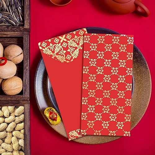 Miniatura 5 de 66 sobres rojos de año nuevo chino lunar, sobres rojos del año 2023, sobres de bolsillo rojos chinos Hong Bao con 6 patrones de diseño, para