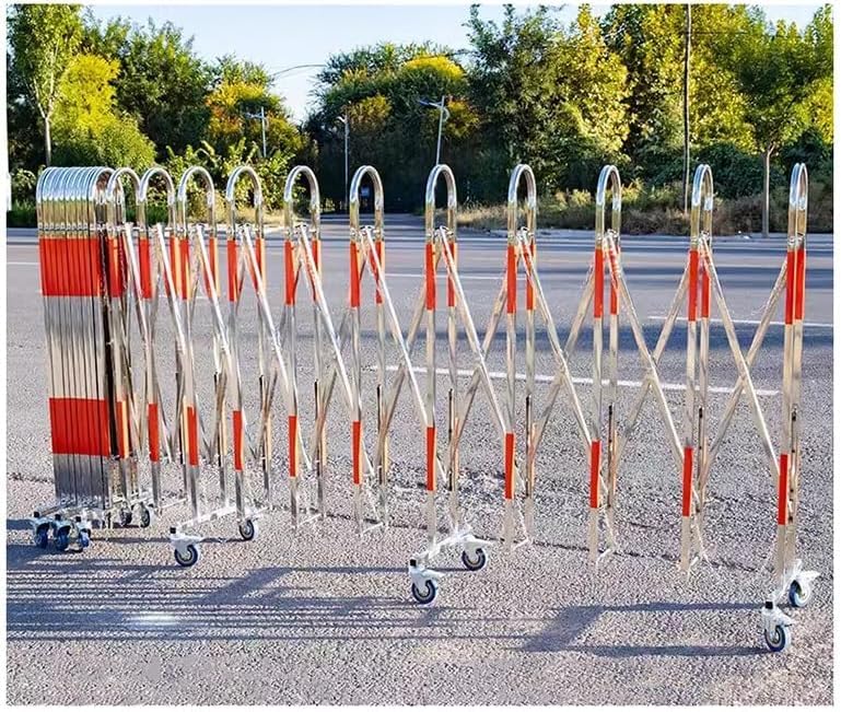 Barrera de entrada extensible portátil con ruedas, puerta de seguridad plegable para garaje, estacionamiento y entrada, control de acceso de seguridad industrial flexible