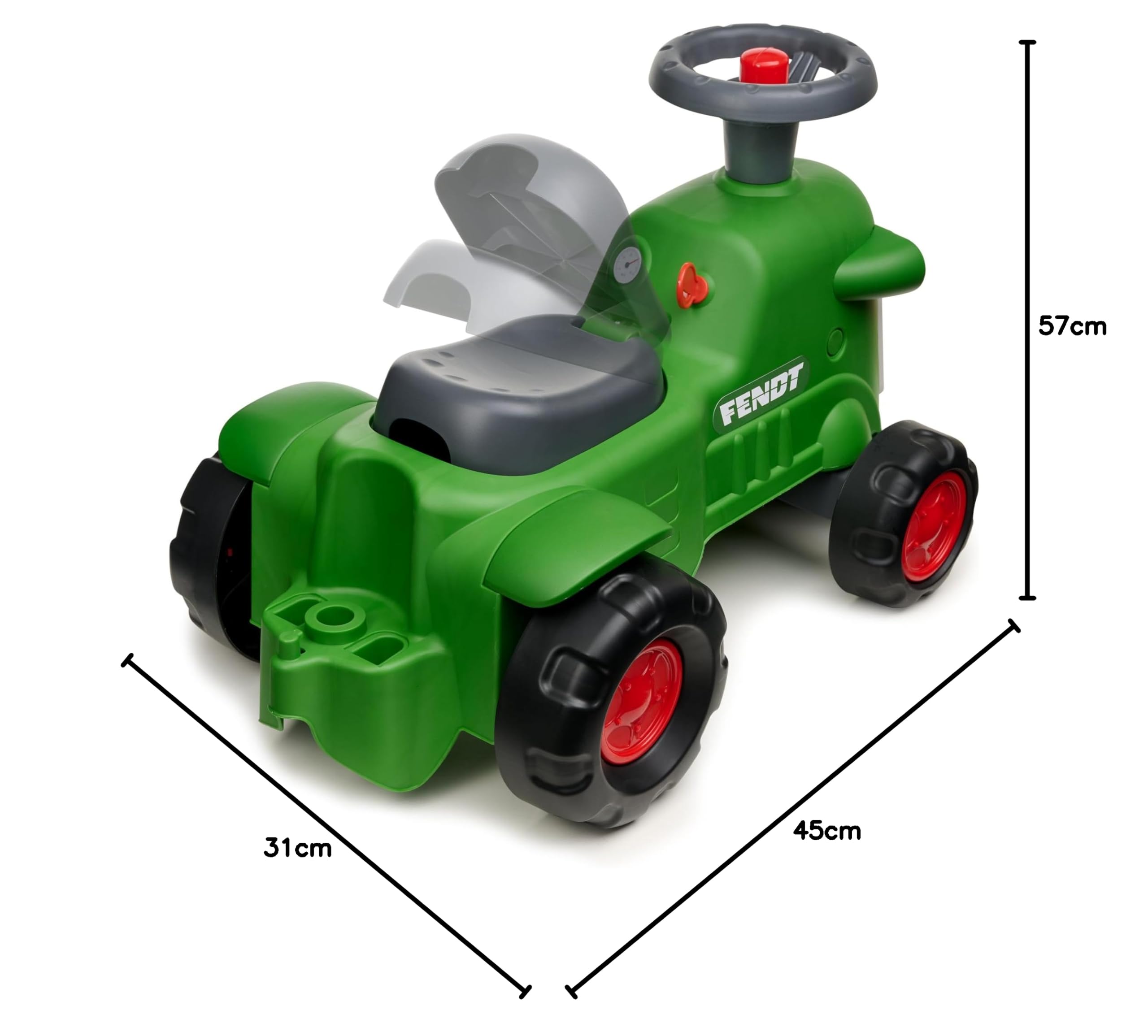 Falk - Porteur Vintage Tracteur Fendt avec Barre Ergonomique d'aide à la Marche - Dès 12 Mois - 90% de Plastique recyclé - Fabriqué en France - 952, Vert