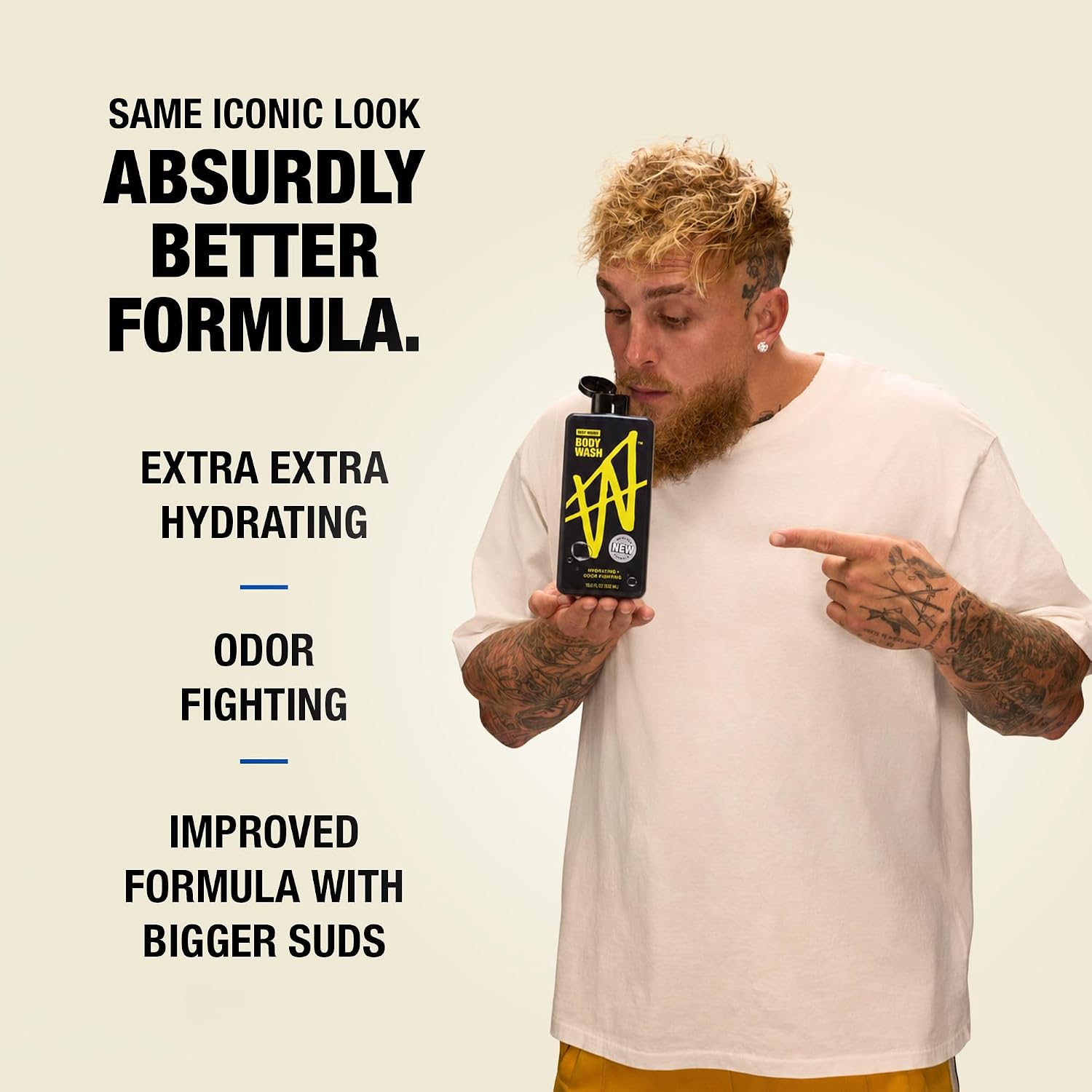 W By Jake Paul Body Wash for Men, Odor Fighting, Deep Cleaning Shower Gel, Hydrating Mens Bodywash, Original Scent, 2 Pack, 18 fl oz image 2